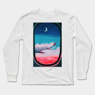 Fiery Airplane Window Long Sleeve T-Shirt